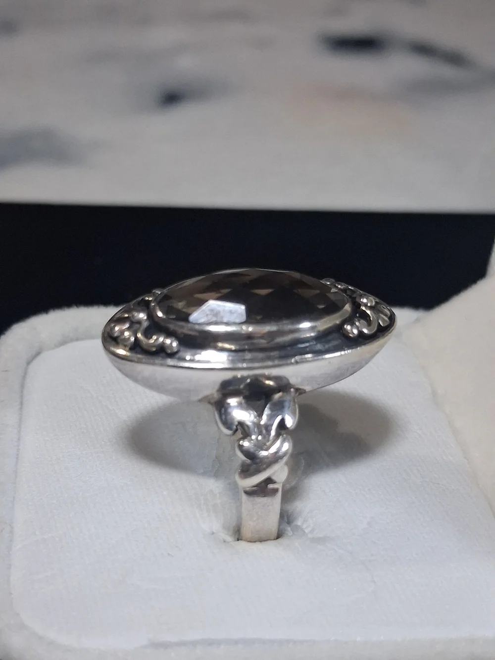 Vintage Doug Paulus Sterling Silver Oval Smokey Quartz Ring Size 9 Whimsigoth
